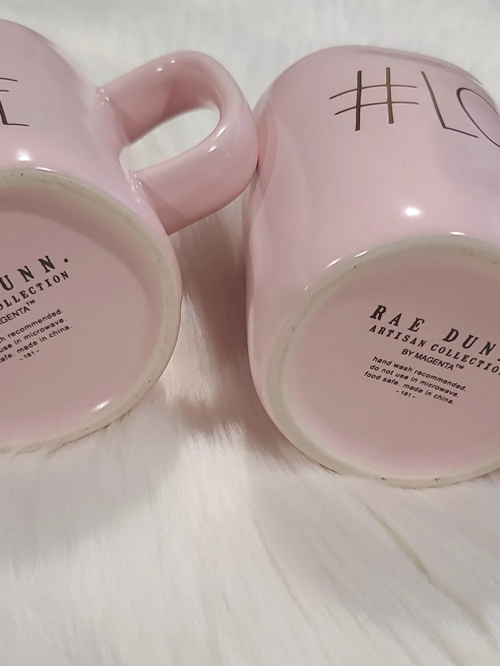 Rae Dunn Pink Ceramic #LOVE & BE MINE Mug Duo with Gold Lettering